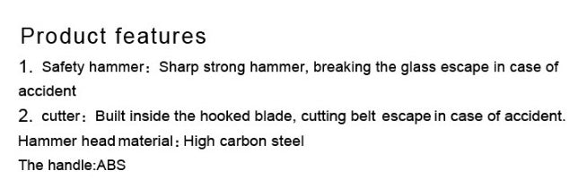 Vehicle Safety Hammer with Cutter